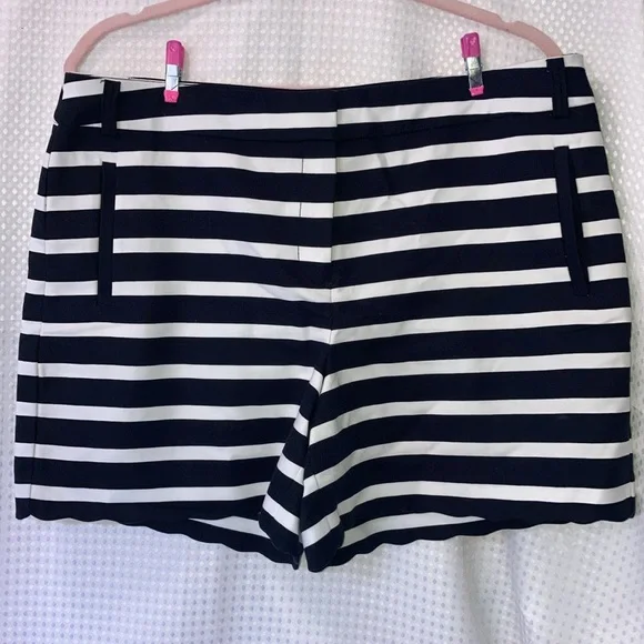 Anne Klein Navy and White Striped Women Shorts - Picture 1 of 9